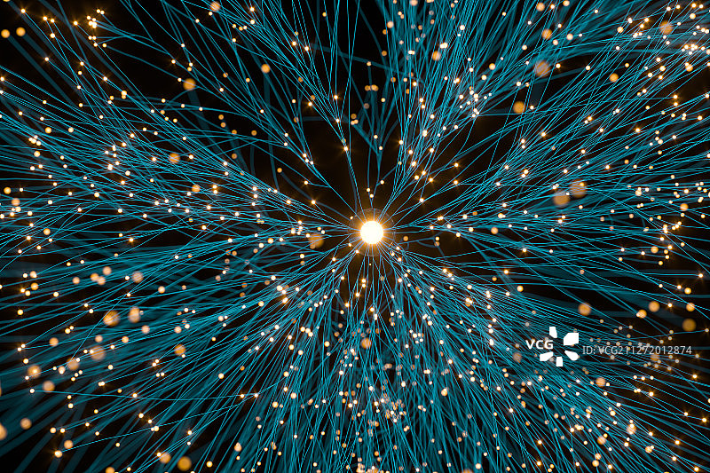 黑暗中的金色星火光斑 三维渲染图片素材