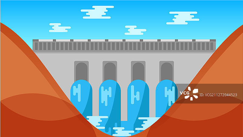 水坝扁平化设计图片素材