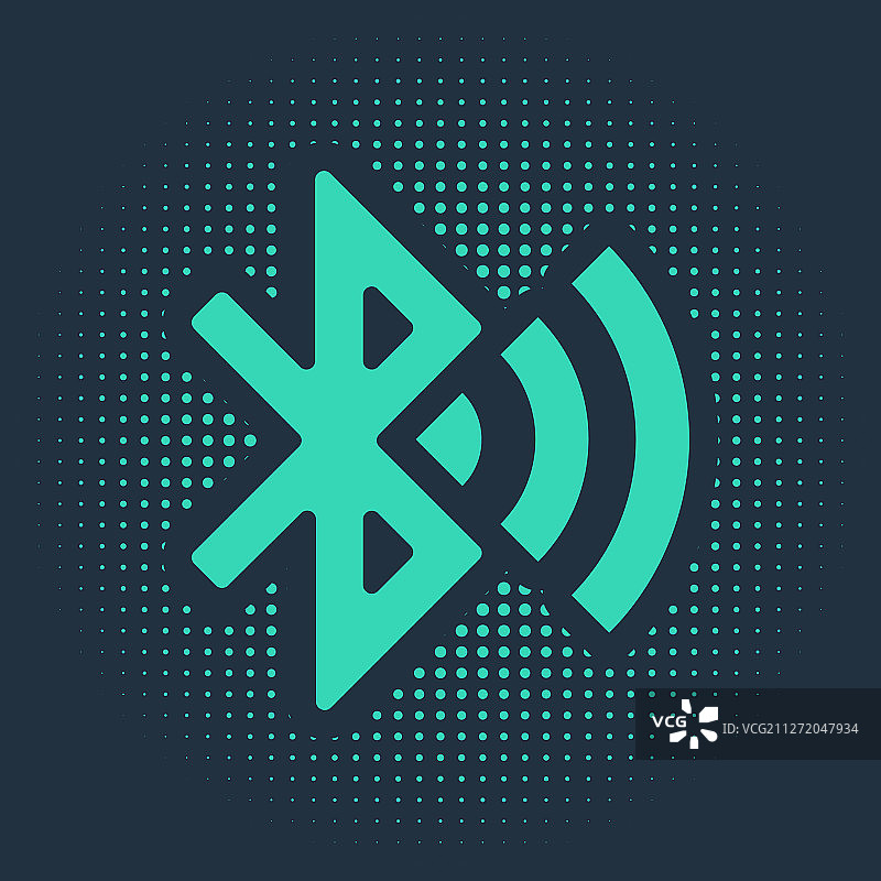 蓝色背景上的绿色蓝牙已连接图标图片素材