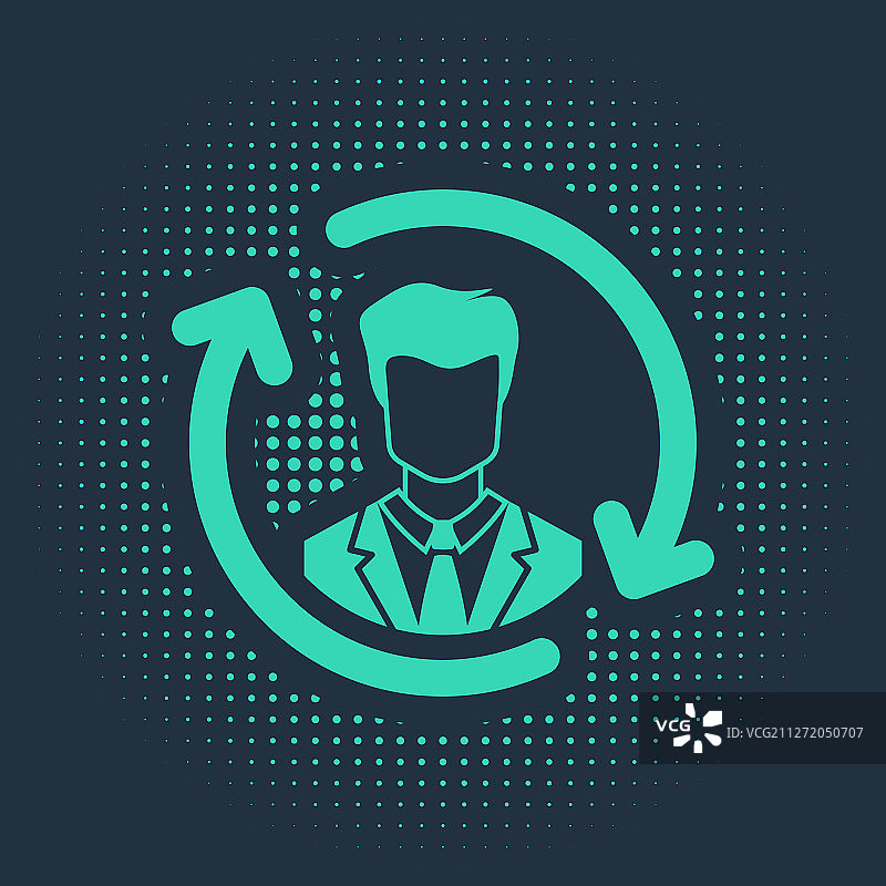 蓝色背景上的绿色人力资源图标图片素材