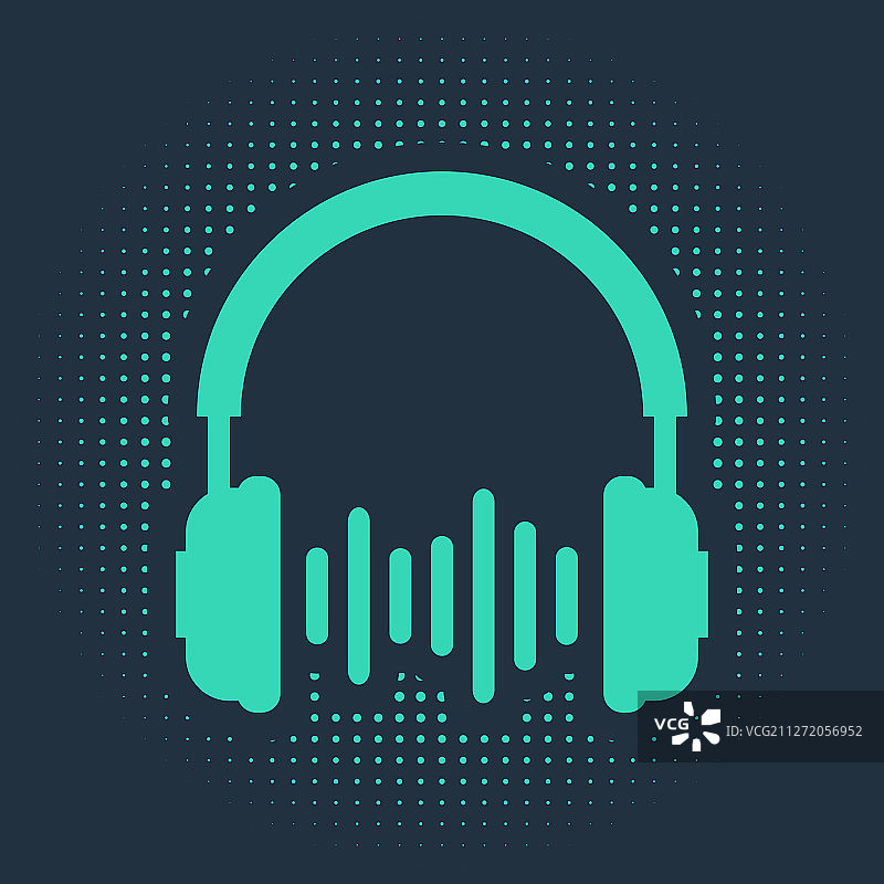 绿色耳机和声波图标图片素材
