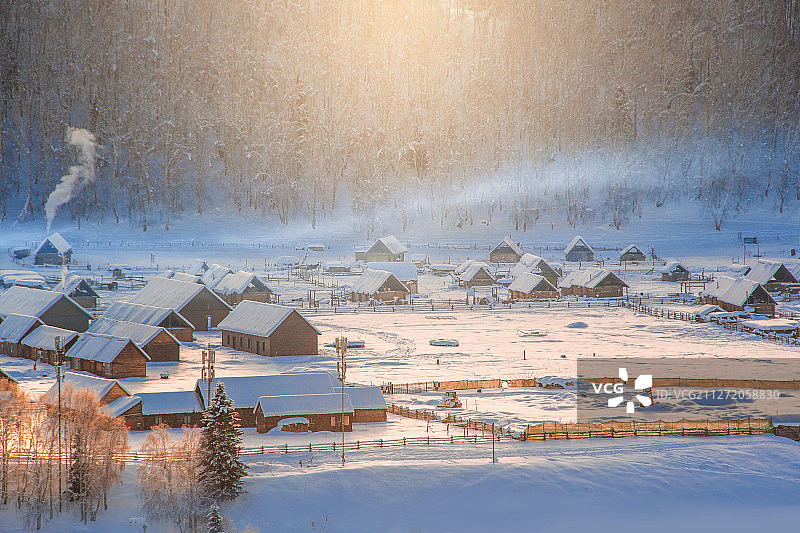 新疆禾木冬季雪景图片素材