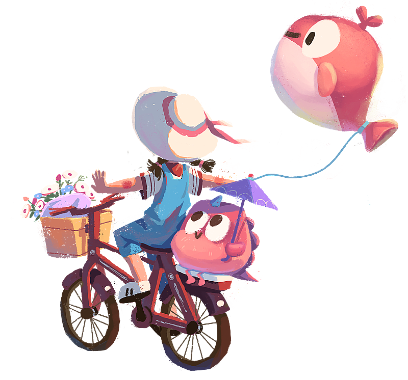 骑自行车的小女孩图片素材