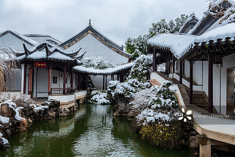 南京瞻园雪景图片素材