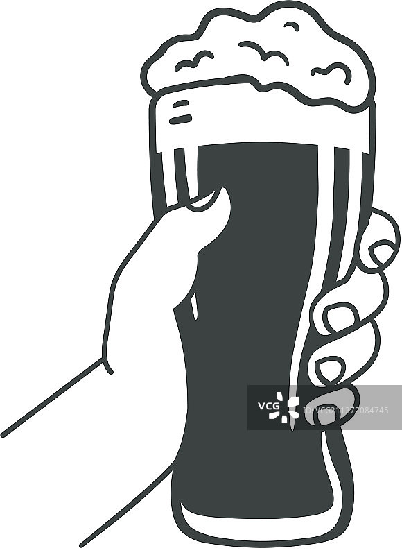 手持带泡沫的啤酒杯图片素材