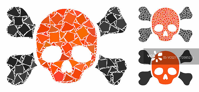 骷髅和骨头马赛克图标图片素材