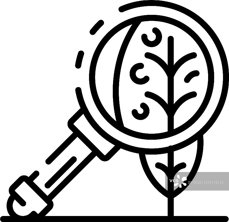 放大镜下的树叶图标轮廓样式图片素材