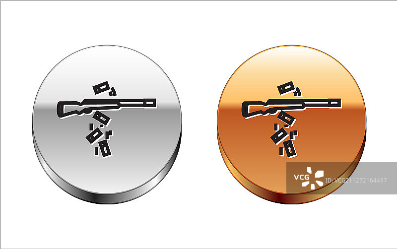 白色背景上的黑色线条枪击图标图片素材