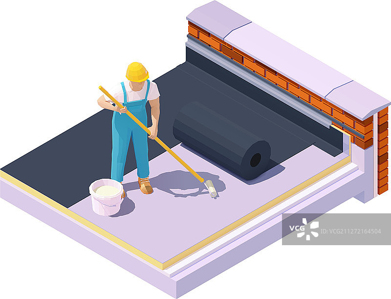 2.5D屋顶隔热工人图片素材