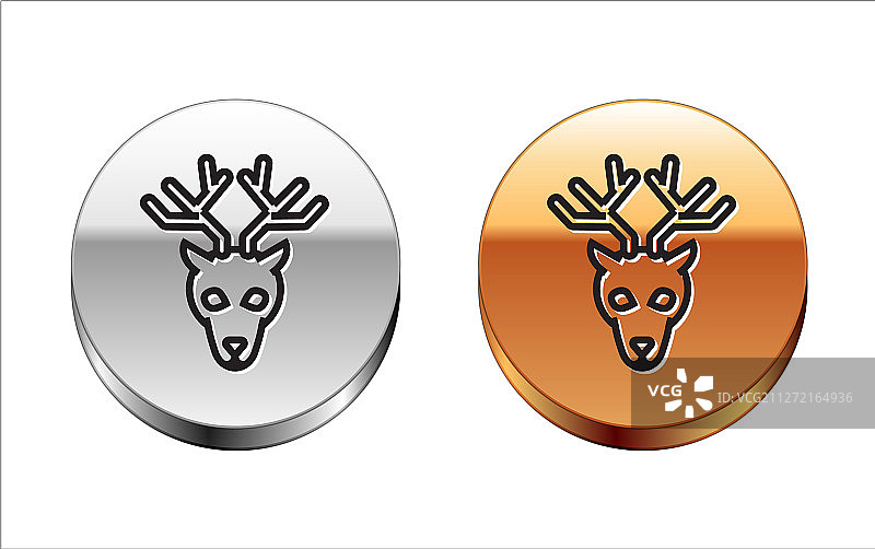 黑色线条的鹿头图标图片素材