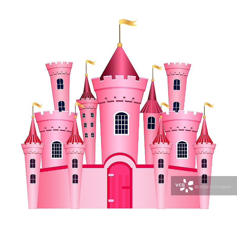 白色背景上孤立的可爱公主城堡图片素材
