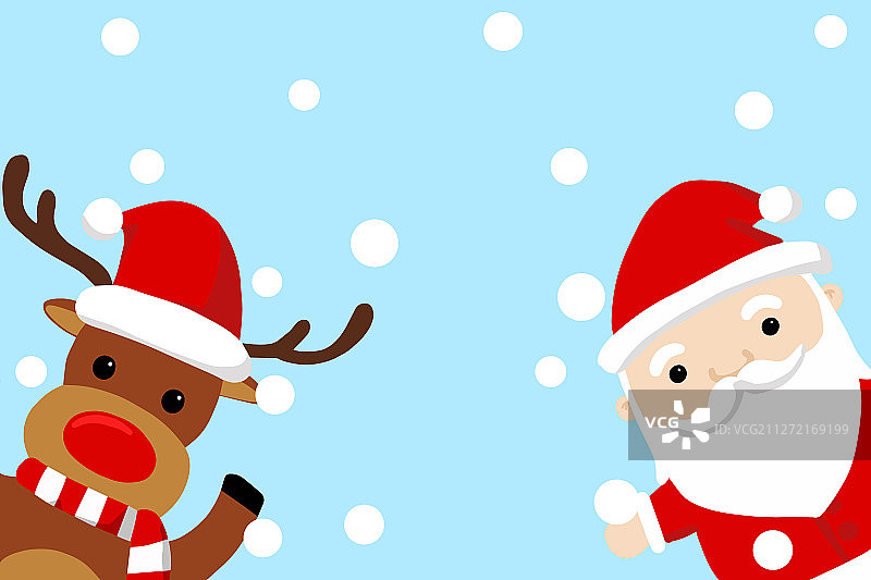 红鼻子驯鹿和圣诞老人卡通图片素材