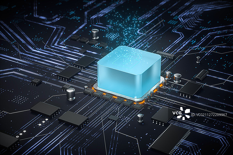 3D计算机芯片和安全系统图片素材