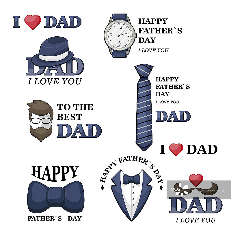 一套父亲节贺卡图片素材