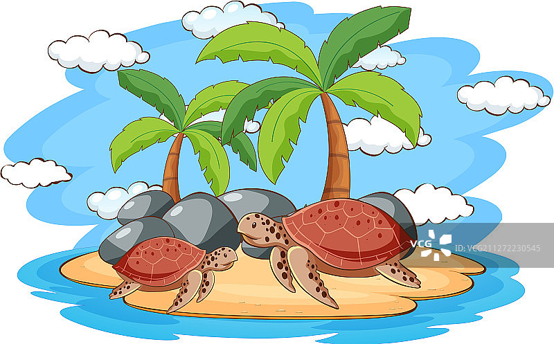 海龟岛屿场景图片素材