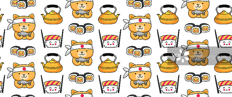 趣味卡通人物无缝图案图片素材