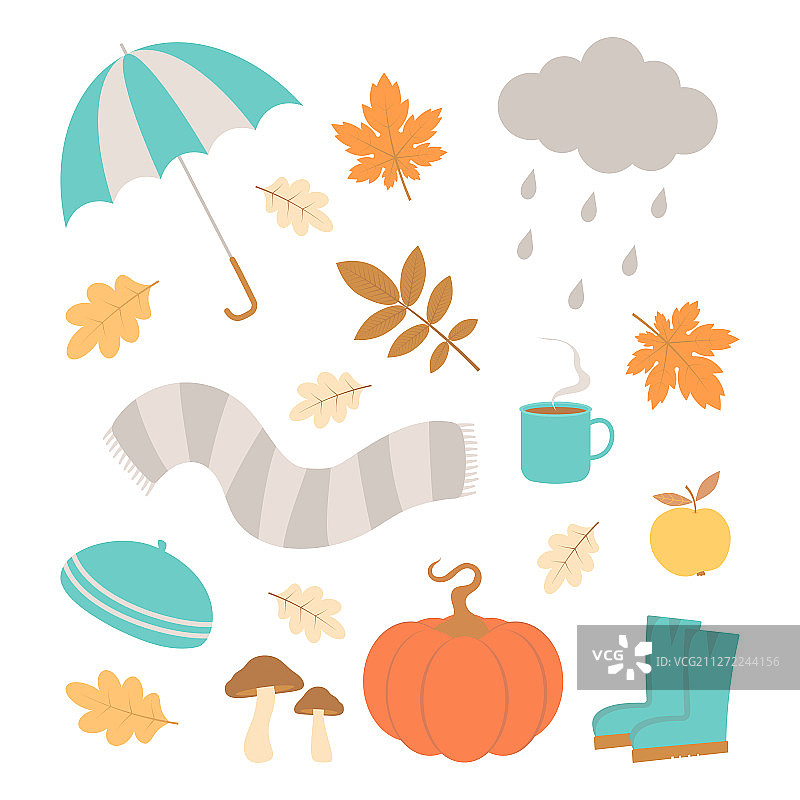可爱秋季元素合集图片素材