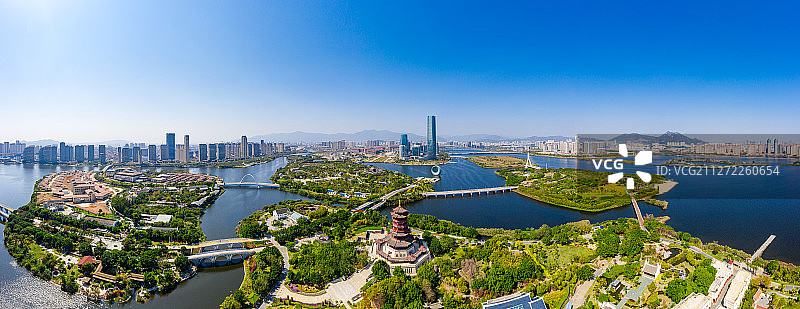 厦门城市风光-集美新城与园博苑全景图片素材