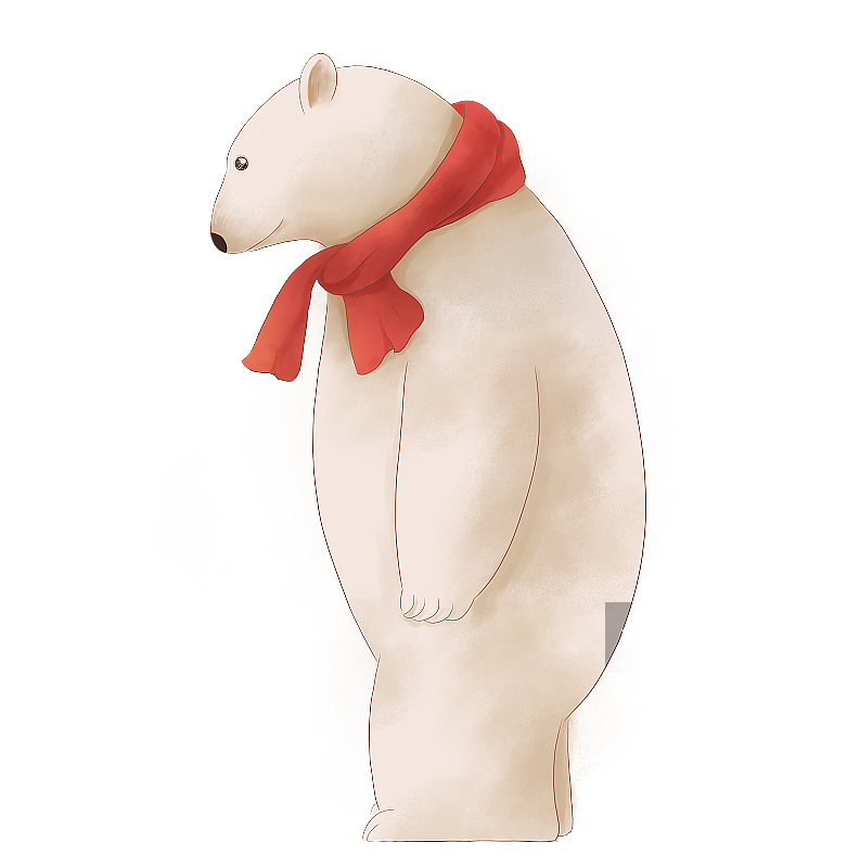 红围巾北极熊图片素材