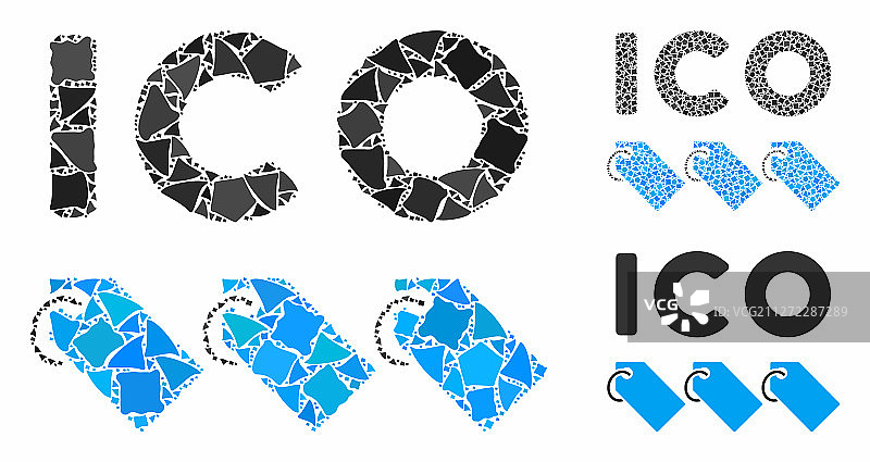ICO代币组合图标块茎部分图片素材