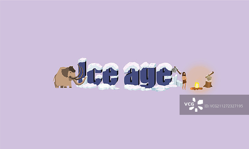 带冰和石器时代人设计的石头字母图片素材