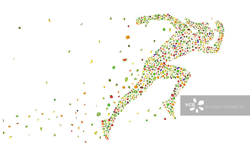 随机背景下的运动型跑步者剪影图片素材
