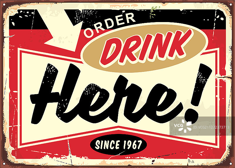 在此点单复古咖啡馆酒吧标志图片素材