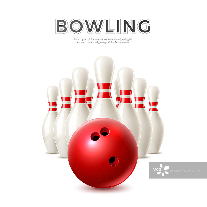 逼真的保龄球和球瓶图片素材