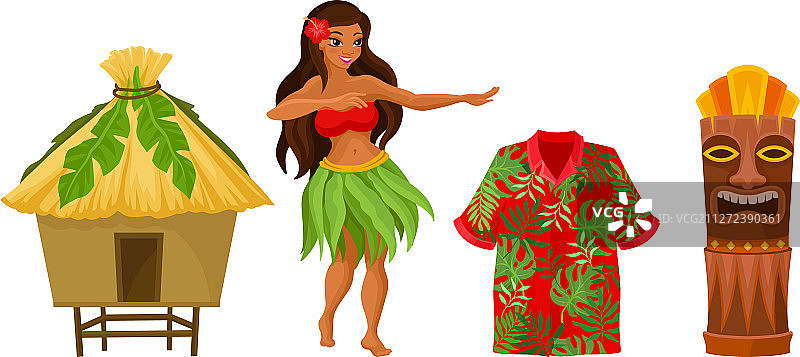 夏威夷女人和家居图案图片素材