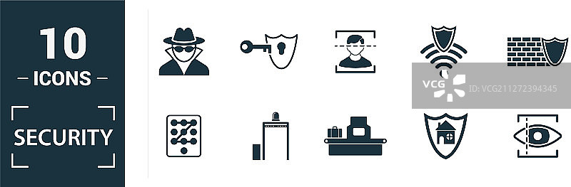 包含创意元素的安全图标集图片素材