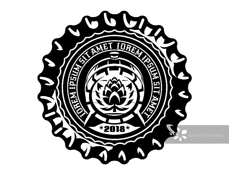 啤酒金属瓶盖的黑白照片图片素材