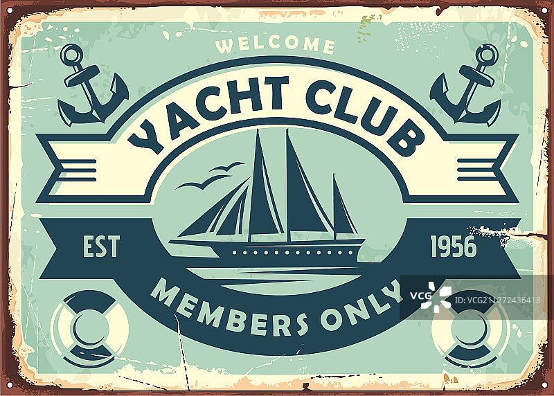 带有帆船的游艇俱乐部标志设计图片素材