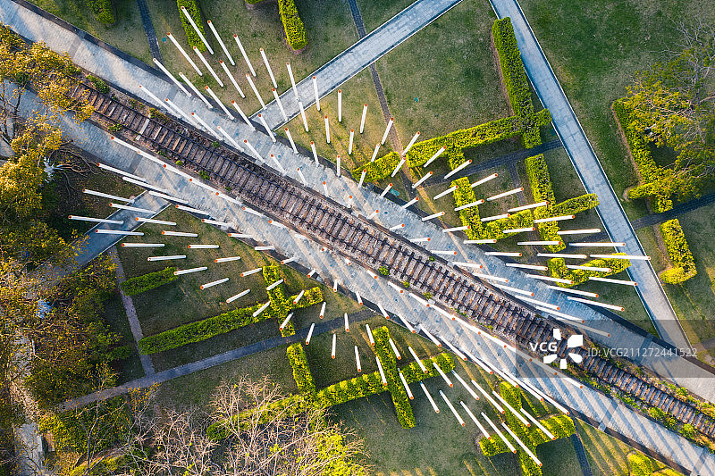 中山市岐江公园城市风景航拍图片素材