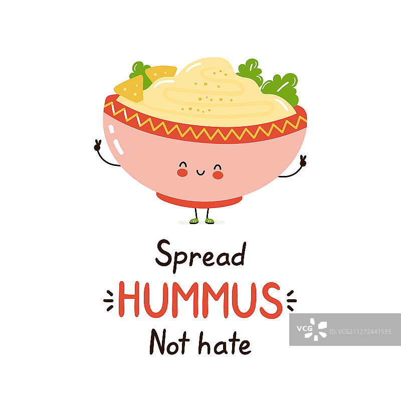 可爱的鹰嘴豆泥碗卡片图片素材