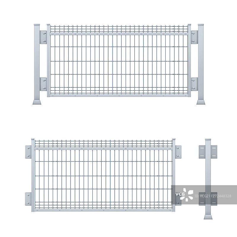 逼真镀锌金属板栅栏图片素材