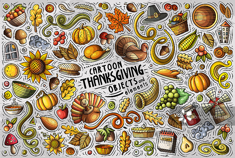 彩色手绘涂鸦卡通图案合集图片素材