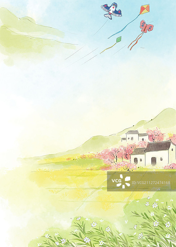 江南春天水墨画图片素材