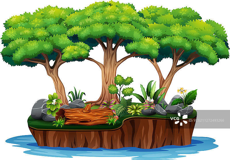 漂浮岛屿上的森林图片素材