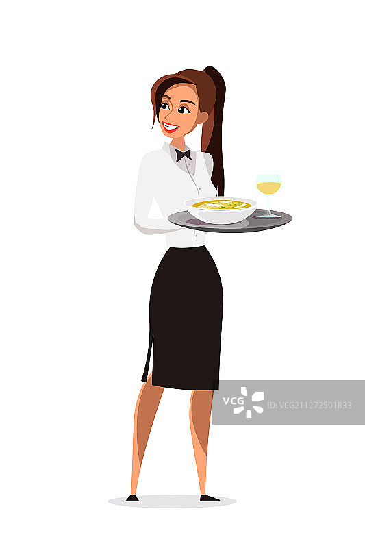 餐厅女服务员扁平人物图片素材