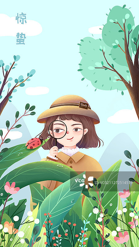 二十四节气惊蛰插画图片素材