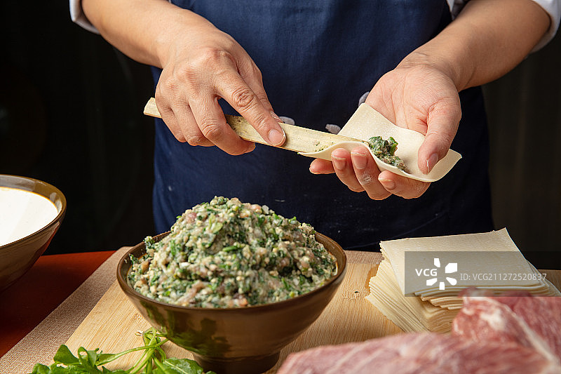 杭帮菜包苏式荠菜馄饨图片素材