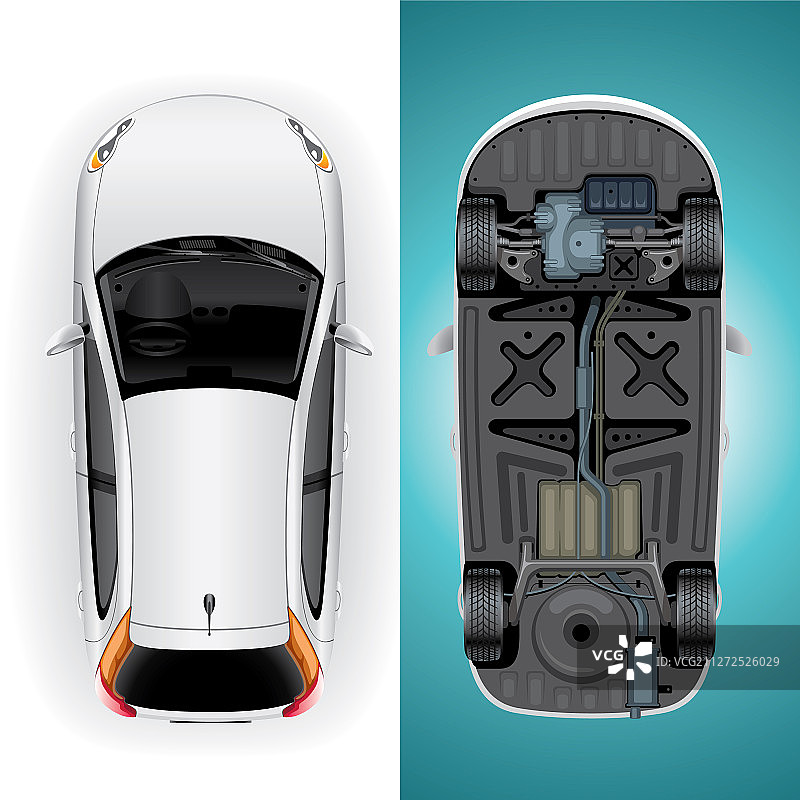 汽车模型底部和顶部图片素材