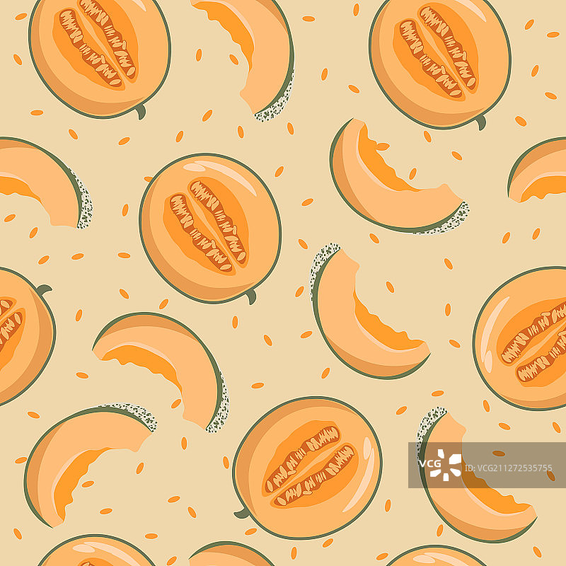 切成两半的黄色甜瓜和带籽切片图片素材