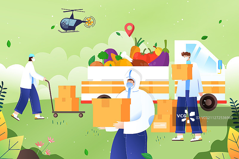 医生搬运物资矢量插画图片素材