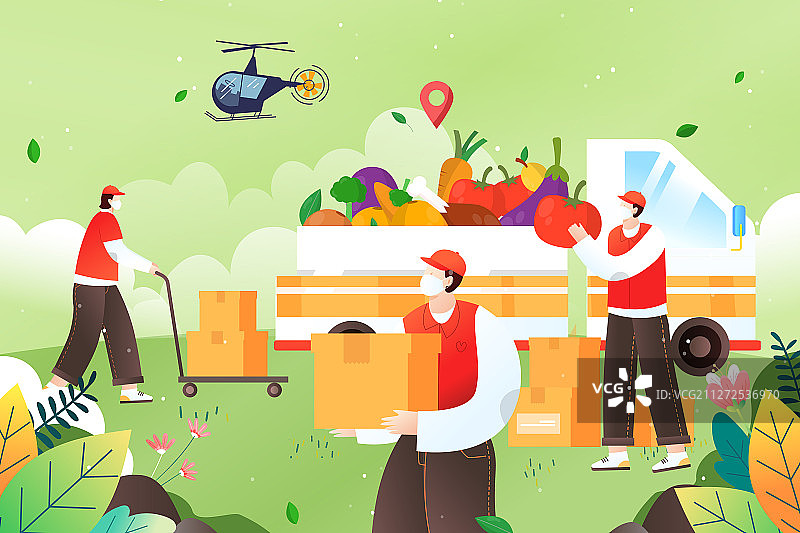 医生搬运物资矢量插画图片素材