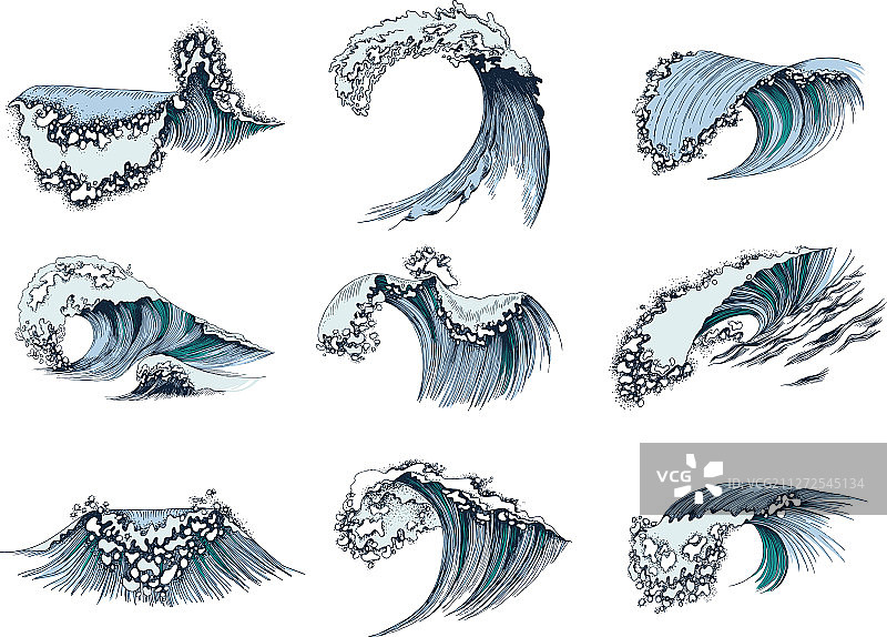 手绘海浪素材图片素材