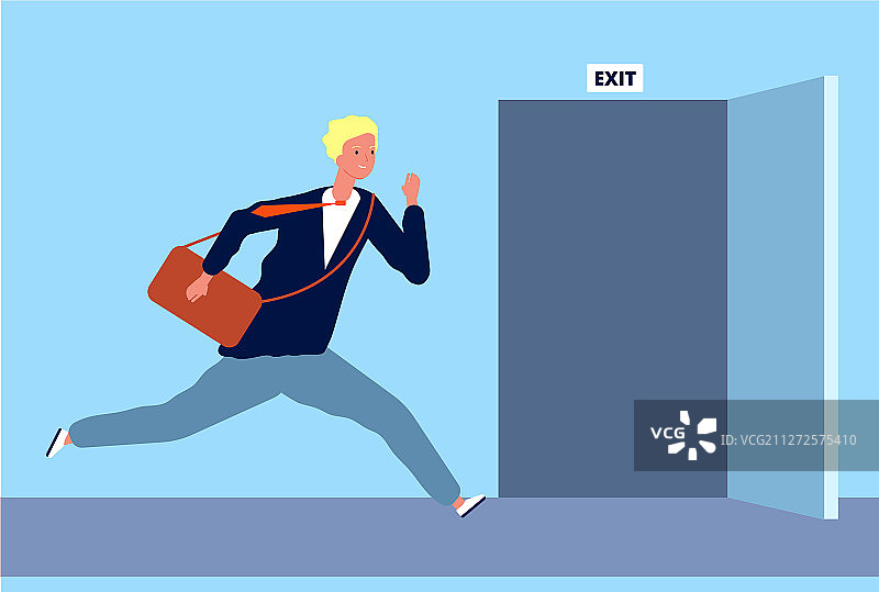 跑向出口的男人，快速移动的商人图片素材