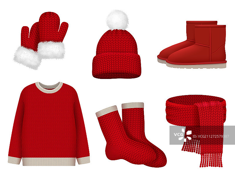 冬季服装搭配：羊毛围巾与保暖帽图片素材