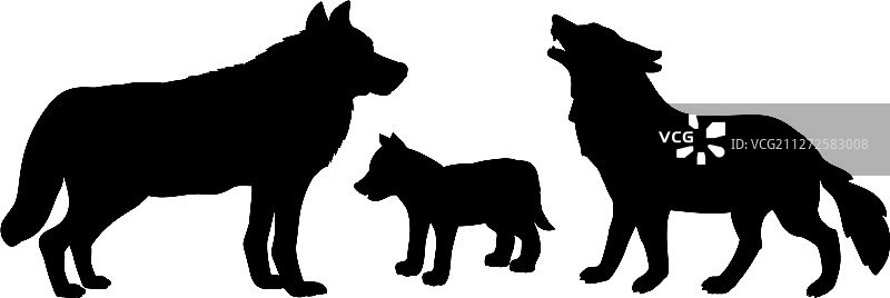 狼群剪影动物图片素材