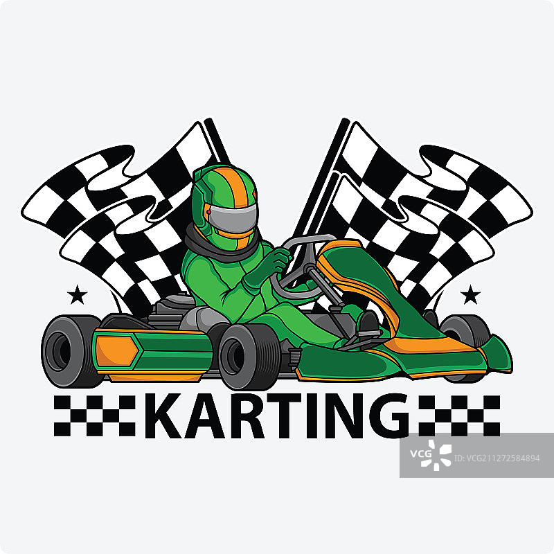 卡丁车赛车设计标志图片素材